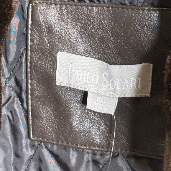 Paulo Solari NWT Faux Leather Jacket with Faux Fur Collar - Picture 2 of 4
